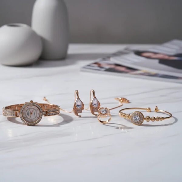 The Midnight Elegance Gold-Tone Jewelry & Timepiece Collection