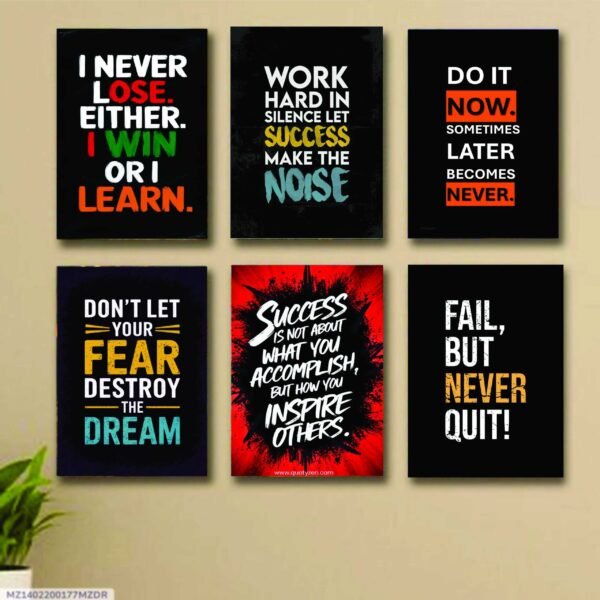 set of 6 Motivational wooden canvas frames for wall decore / sticky phototiles frames