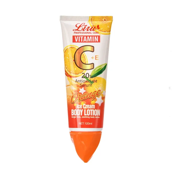 Liru Vitamin C + E 20% Antioxidant Serum Body Lotion ? Orange Ice Cream Formula for Bright & Soothing Skin (120ML) - Without Box