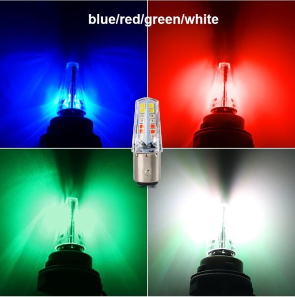 Pack of 2 ? Headlight & Backlight Bulb | Yellow/White Beam + Red/Blue Flasher | Universal for All Bikes