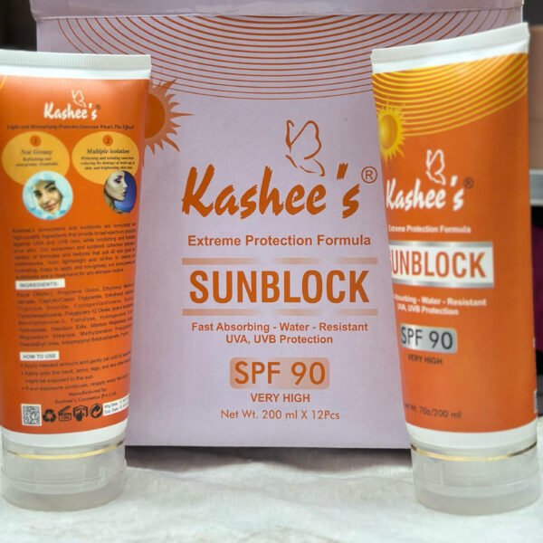 01 Pc Kashee?s Sunblock SPF 90 ? Extreme Protection Formula | Fast Absorbing Water Resistant UVA, UVB Protection 200ml