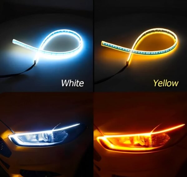01 Pcs Trending Hub Universal Bike Strip Light ? Dual Color Turn Signal (Yellow & White) | Best Quality Strip Light For Motorcycle | Strip Light For Bike