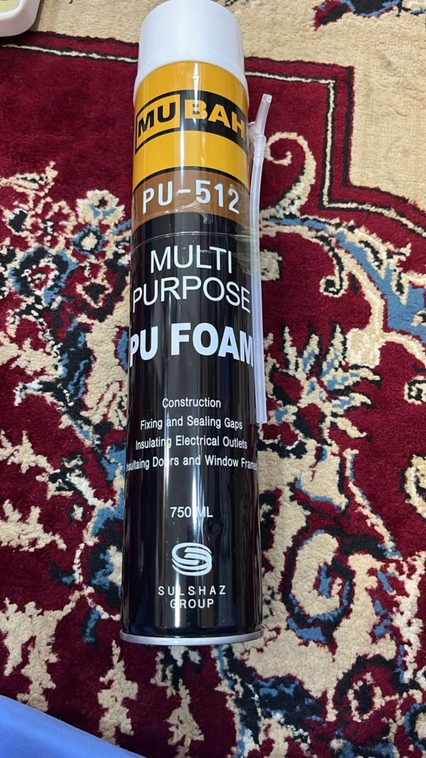 Mubah PU Foam Spray 750ml ? Multipurpose Expanding Foam for Gaps, Joints, and Crack Filling | PU 512 High-Performance Sealant