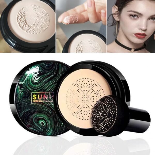 SUNISA Waterproof Mushroom Head Air Cushion Foundation ? BB & CC Cream with Moisturizing Liquid Base and Sponge Applicator