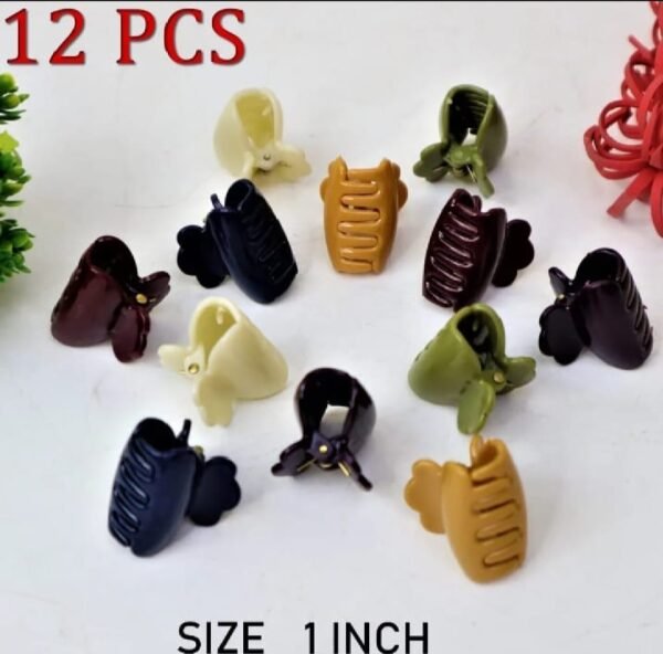 Pack of 12 Hair Catchers ? Small Size (1 Inch) Multicolor Plastic Clips for Women & Girls | Strong Grip & Stylish Design (Random Color)