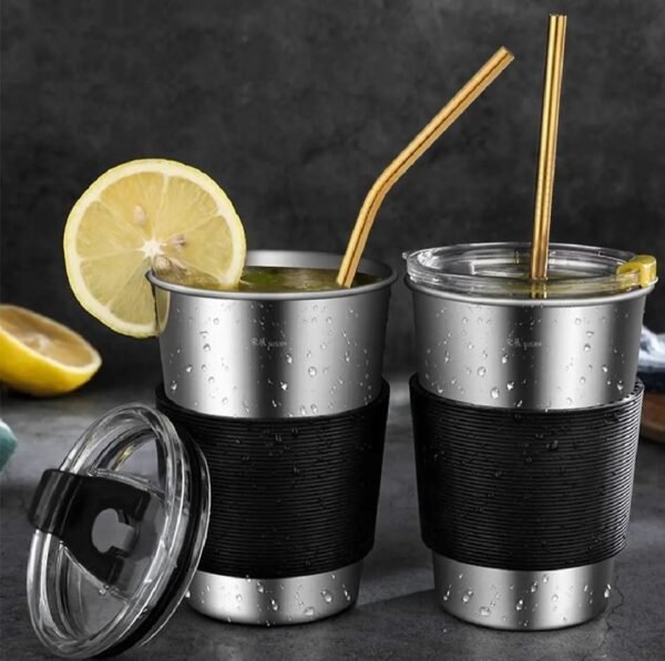 Set of 6 Colorful Reusable Metal Straws ? Stainless Steel Drinking Straws with Eco-Friendly Design for Home, Travel & Parties