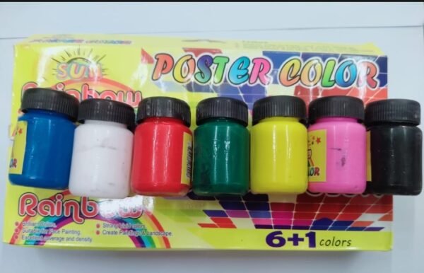 Poster Colours 6+1 Pack with Free Brush ? Multi-Purpose Watercolor Set for Art, School, and Face Painting
