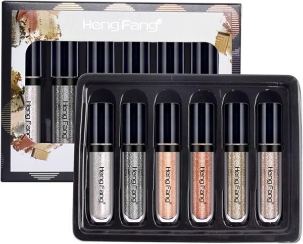 HENG FANG 6 Pcs Liquid Diamond Glitter Eyeshadows Set ? Waterproof, Long-Lasting, Vibrant Colors with Lightweight Texture for Bold & Sparkling Eye Makeup
