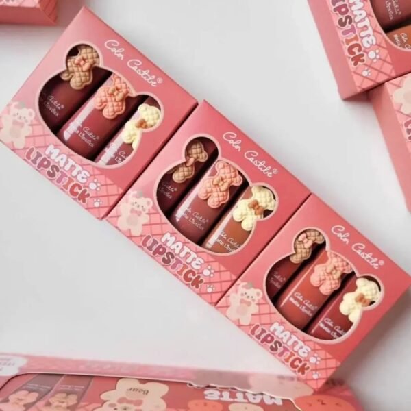 Color Castile Pack of 3 Bear Shape Matte Lipsticks ? Long-Lasting, Bold & Vibrant Makeup Essential